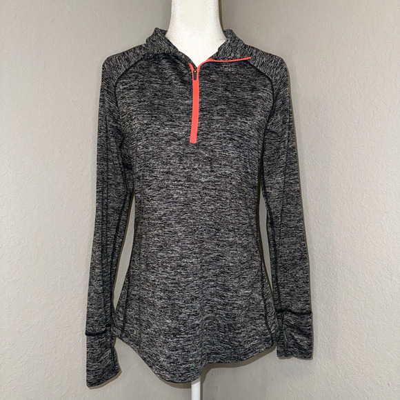 TANGERINE Full Zip Up Mock Neck Gray/Coral Activewear Track Jacket Women's Sz L - Picture 1 of 11